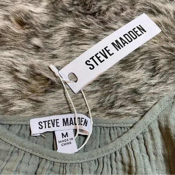 #0144 NWT Steve Madden 100% Cotton Muslin Maxi Dress w/ Ruffle Straps-M - Picture 5 of 10